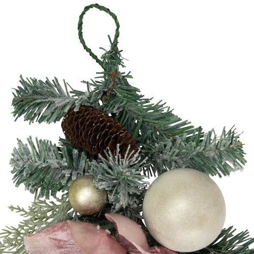 Northlight 6' Pink Floral And Ball Ornament Frosted Pine Artificial Christmas Garland 7 Northlight 6' Pink Floral And Ball Ornament Frosted Pine Artificial Christmas Garland - Image 5