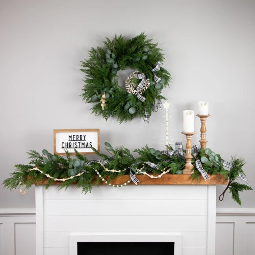 Northlight Real Touch™? Mixed Pine And Eucalyptus Artificial Christmas Wreath - 24" - Unlit 4 Northlight Real Touch™? Mixed Pine And Eucalyptus Artificial Christmas Wreath - 24" - Unlit - Image 2