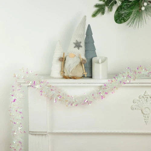 Northlight 12' X 3" Iridescent And Snowblush Wide Cut Tinsel Christmas Garland - Unlit 4 Northlight 12' X 3" Iridescent And Snowblush Wide Cut Tinsel Christmas Garland - Unlit - Image 2