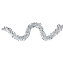 Northlight 12' X 3" Shiny Silver And Snowblush Wide Cut Tinsel Christmas Garland - Unlit