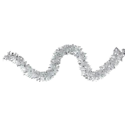 Northlight 12' X 3" Shiny Silver And Snowblush Wide Cut Tinsel Christmas Garland - Unlit 3 Northlight 12' X 3" Shiny Silver And Snowblush Wide Cut Tinsel Christmas Garland - Unlit