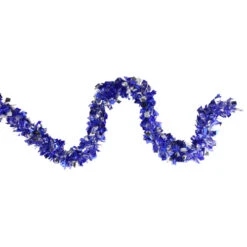 Northlight 12' X 4" Lavish Blue And Silver Boa Wide Cut Tinsel Christmas Garland - Unlit -Festival northlight k15326 3 73292.1665610737
