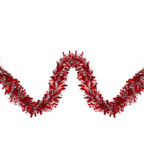 Northlight Red And Silver Wide Cut Christmas Tinsel Garland - 12 Feet, Unlit 3 Northlight Red And Silver Wide Cut Christmas Tinsel Garland - 12 Feet, Unlit