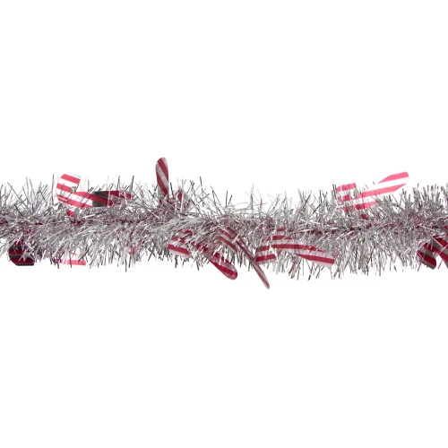 Northlight Christmas Candy Cane Wrapped Tinsel Garland - 50' X 3" - Silver And Red - Unlit 5 Northlight Christmas Candy Cane Wrapped Tinsel Garland - 50' X 3" - Silver And Red - Unlit - Image 3
