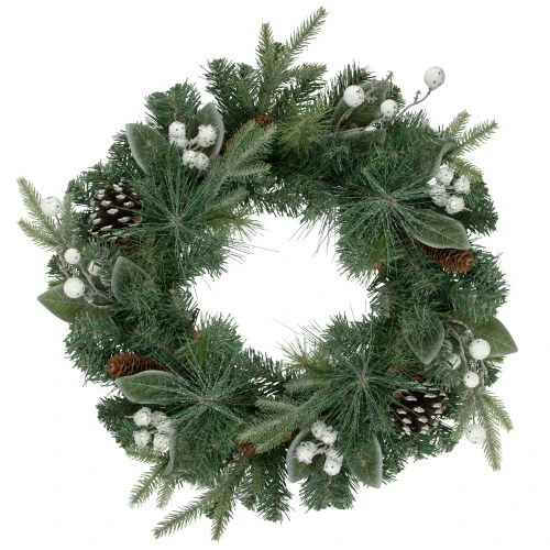 Northlight Real Touch™ Frosted Mixed Pine Artificial Christmas Wreath - 24" - Unlit 3 Northlight Real Touch™ Frosted Mixed Pine Artificial Christmas Wreath - 24" - Unlit