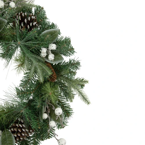 Northlight Real Touch™ Frosted Mixed Pine Artificial Christmas Wreath - 24" - Unlit 5 Northlight Real Touch™ Frosted Mixed Pine Artificial Christmas Wreath - 24" - Unlit - Image 3