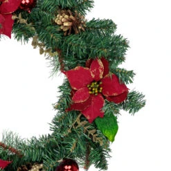 Northlight Pine, Poinsettia, Berry And Pine Cone Artificial Christmas Wreath, 24-Inch, Unlit -Festival northlight kji85777 2 61069.1665580043