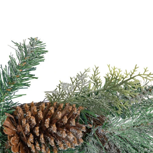 Northlight Frosted Mixed Pine And Pine Cones Artificial Christmas Garland - 6' X 9" - Unlit 5 Northlight Frosted Mixed Pine And Pine Cones Artificial Christmas Garland - 6' X 9" - Unlit - Image 3
