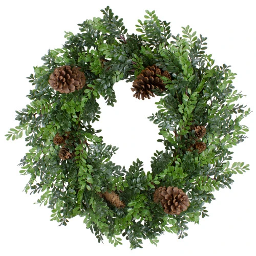 Northlight Boxwood And Pine Cone Artificial Christmas Wreath - 27" - Unlit 3 Northlight Boxwood And Pine Cone Artificial Christmas Wreath - 27" - Unlit