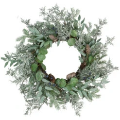 Northlight Frosted Green Mixed Foliage And Blueberries Artificial Christmas Wreath, 26-Inch, Unlit