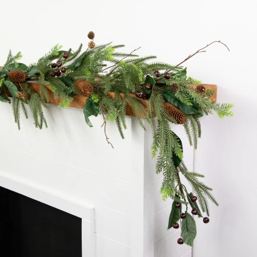 Northlight 6' Mixed Foliage With Pine Cones And Berries Christmas Garland, Unlit 6 Northlight 6' Mixed Foliage With Pine Cones And Berries Christmas Garland, Unlit - Image 4