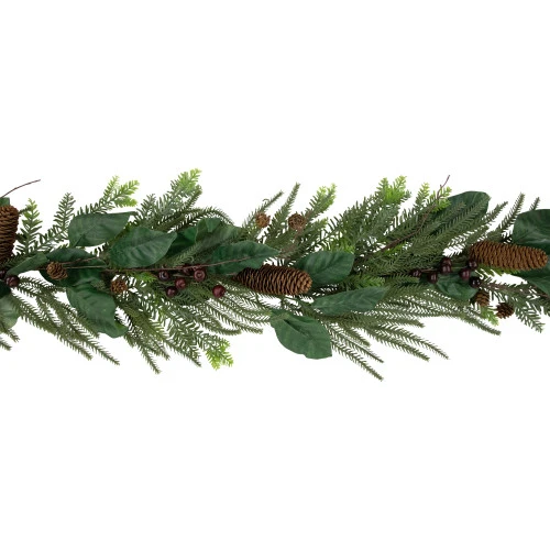 Northlight 6' Mixed Foliage With Pine Cones And Berries Christmas Garland, Unlit 8 Northlight 6' Mixed Foliage With Pine Cones And Berries Christmas Garland, Unlit - Image 6