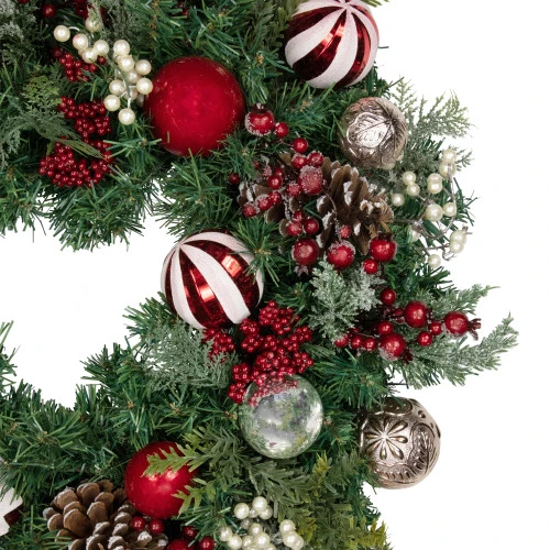 Northlight Ornaments And Pinecones Artificial Pine Christmas Wreath - Unlit - 28" 7 Northlight Ornaments And Pinecones Artificial Pine Christmas Wreath - Unlit - 28" - Image 5