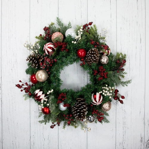 Northlight Ornaments And Pinecones Artificial Pine Christmas Wreath - Unlit - 28" 4 Northlight Ornaments And Pinecones Artificial Pine Christmas Wreath - Unlit - 28" - Image 2