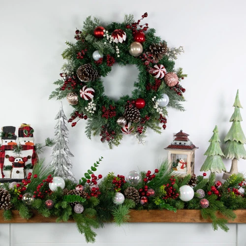 Northlight Ornaments And Pinecones Artificial Pine Christmas Wreath - Unlit - 28" 5 Northlight Ornaments And Pinecones Artificial Pine Christmas Wreath - Unlit - 28" - Image 3