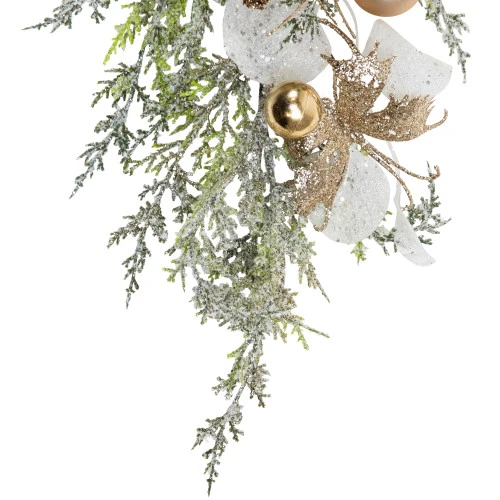 Northlight Glittered Poinsettia And Ornaments Artificial Christmas Garland - 6' X 7" - Unlit 10 Northlight Glittered Poinsettia And Ornaments Artificial Christmas Garland - 6' X 7" - Unlit - Image 8