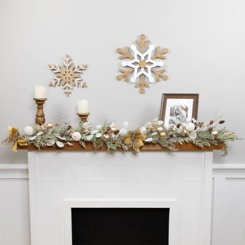 Northlight Glittered Poinsettia And Ornaments Artificial Christmas Garland - 6' X 7" - Unlit 4 Northlight Glittered Poinsettia And Ornaments Artificial Christmas Garland - 6' X 7" - Unlit - Image 2