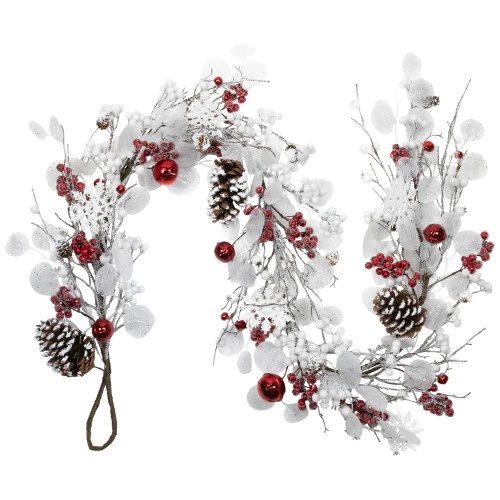Northlight Berries And Snowflakes Artificial Christmas Garland - 6' X 8" - Red And White - Unlit 3 Northlight Berries And Snowflakes Artificial Christmas Garland - 6' X 8" - Red And White - Unlit