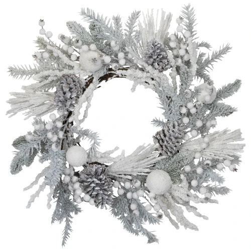 Northlight Flocked Berries And Pinecones Artificial Pine Christmas Wreath - 26" - Unlit 3 Northlight Flocked Berries And Pinecones Artificial Pine Christmas Wreath - 26" - Unlit