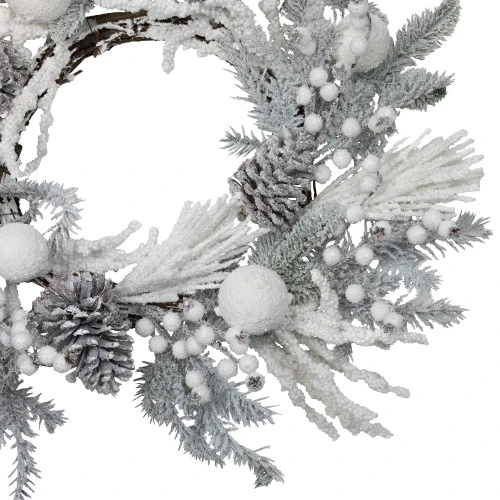 Northlight Flocked Berries And Pinecones Artificial Pine Christmas Wreath - 26" - Unlit 6 Northlight Flocked Berries And Pinecones Artificial Pine Christmas Wreath - 26" - Unlit - Image 4