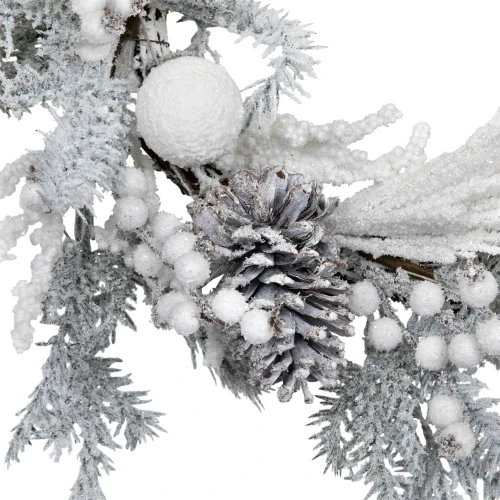 Northlight Flocked Berries And Pinecones Artificial Pine Christmas Wreath - 26" - Unlit 9 Northlight Flocked Berries And Pinecones Artificial Pine Christmas Wreath - 26" - Unlit - Image 7
