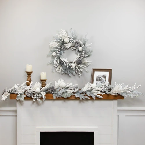 Northlight Flocked Berries And Pinecones Artificial Pine Christmas Wreath - 26" - Unlit 5 Northlight Flocked Berries And Pinecones Artificial Pine Christmas Wreath - 26" - Unlit - Image 3
