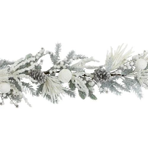 Northlight Flocked Pinecones And Berries Artificial Pine Christmas Garland - 6' X 8" - Unlit 5 Northlight Flocked Pinecones And Berries Artificial Pine Christmas Garland - 6' X 8" - Unlit - Image 4