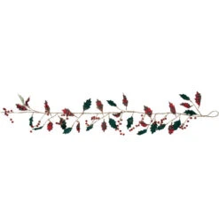 Northlight 5' Green And Red Plaid Holly With Jingle Bells Christmas Garland - Unlit -Festival northlight ll94345 1 37976.1686144236
