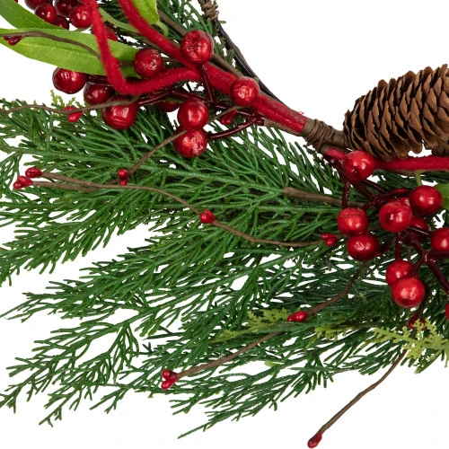 Northlight Real Touch™? Mixed Greenery And Berries Artificial Christmas Wreath - 18" - Unlit 6 Northlight Real Touch™? Mixed Greenery And Berries Artificial Christmas Wreath - 18" - Unlit - Image 4