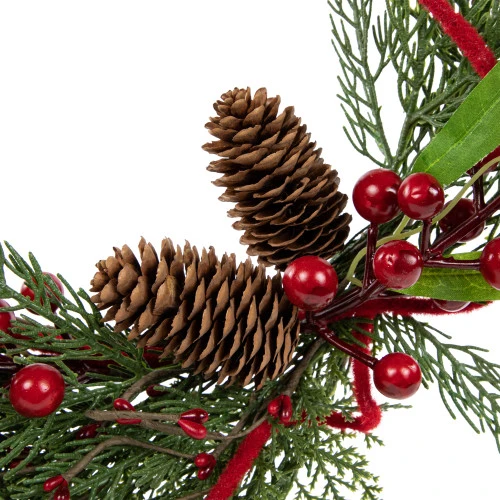 Northlight Real Touch™? Mixed Greenery And Berries Artificial Christmas Wreath - 18" - Unlit 7 Northlight Real Touch™? Mixed Greenery And Berries Artificial Christmas Wreath - 18" - Unlit - Image 5