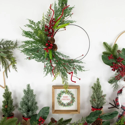 Northlight Real Touch™? Mixed Greenery And Berries Artificial Christmas Wreath - 18" - Unlit 4 Northlight Real Touch™? Mixed Greenery And Berries Artificial Christmas Wreath - 18" - Unlit - Image 2