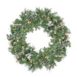 Northlight Pre-Lit Snow Mountain Pine Artificial Christmas Wreath - 24" - Clear Lights