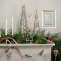 Northlight LED Lighted Glittered Wire Christmas Cone Tree - 17.5" - Warm White Lights -Festival northlight my89431 5 sample 12843.1604023643