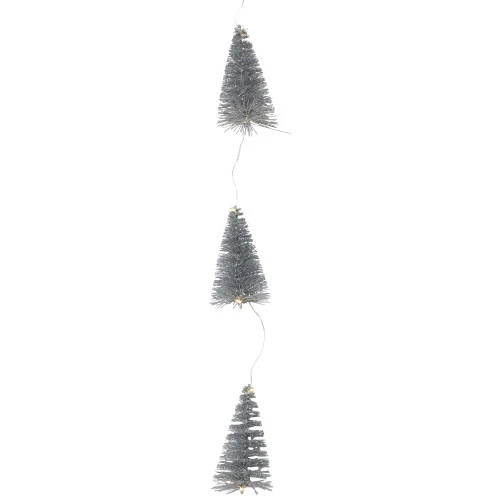 Northlight LED Lighted Battery Operated Silver Mini Sisal Tree Christmas Garland - 6.5' - Warm White Lights 3 Northlight LED Lighted Battery Operated Silver Mini Sisal Tree Christmas Garland - 6.5' - Warm White Lights