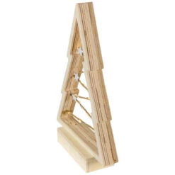 Northlight Lighted Wooden Christmas Tree With Stars Decoration - 11" -Festival northlight nj95130 03 78399.1694187838