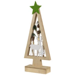 Northlight Lighted Wooden Christmas Tree With Star And Reindeer Woodland Scene - 15" -Festival northlight nj95133 02 31036.1694187837