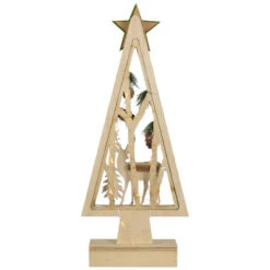 Northlight Lighted Wooden Christmas Tree With Star And Reindeer Woodland Scene - 15" -Festival northlight nj95133 03 14526.1694187839