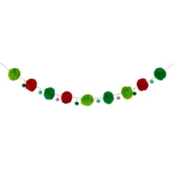 Northlight Pom Pom Christmas Garland - 4' X 2" - Green And Red - Unlit