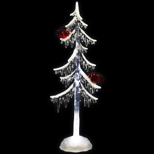 Northlight LED Lighted Acrylic Icicle Tree With Cardinals Christmas Decoration - 14" 5 Northlight LED Lighted Acrylic Icicle Tree With Cardinals Christmas Decoration - 14" - Image 3
