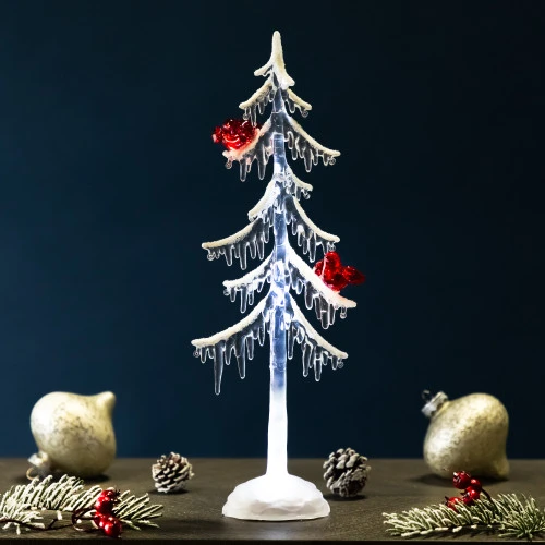 Northlight LED Lighted Acrylic Icicle Tree With Cardinals Christmas Decoration - 14" 3 Northlight LED Lighted Acrylic Icicle Tree With Cardinals Christmas Decoration - 14"