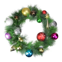 Northlight Ornaments And Pine Needle Artificial Christmas Wreath - 24" - Multicolor - Unlit
