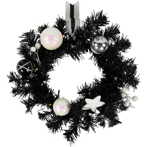 Northlight Pre-Lit Battery Operated Black Pine Christmas Wreath - 16" - Cool White LED Lights 3 Northlight Pre-Lit Battery Operated Black Pine Christmas Wreath - 16" - Cool White LED Lights