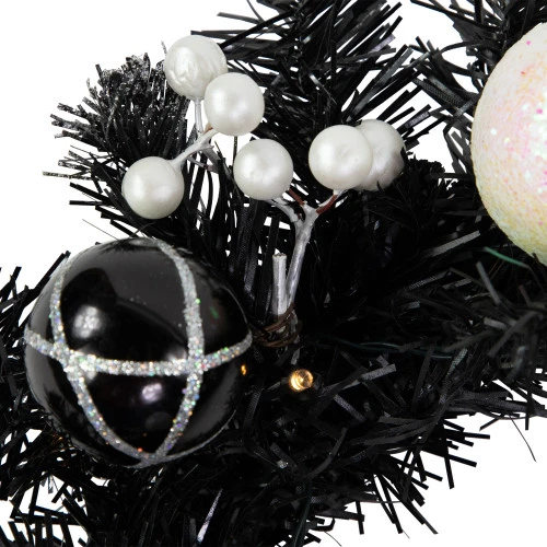 Northlight Pre-Lit Battery Operated Black Pine Christmas Wreath - 16" - Cool White LED Lights 6 Northlight Pre-Lit Battery Operated Black Pine Christmas Wreath - 16" - Cool White LED Lights - Image 4