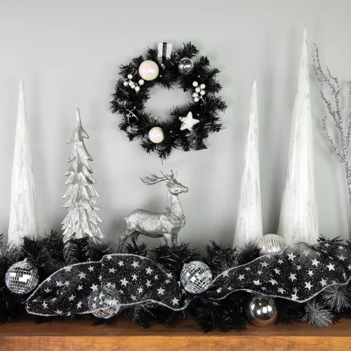 Northlight Pre-Lit Battery Operated Black Pine Christmas Wreath - 16" - Cool White LED Lights 4 Northlight Pre-Lit Battery Operated Black Pine Christmas Wreath - 16" - Cool White LED Lights - Image 2