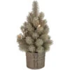 Northlight LED Potted Metallic Glitter Artificial Christmas Tree - 10.25" - Clear Lights