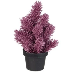 Northlight Potted Metallic Glitter Artificial Pine Christmas Tree - 8.5" - Pink - Unlit