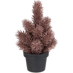 Northlight Potted Glittered Artificial Pine Christmas Tree - 8.5" - Rose Gold - Unlit