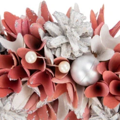 Northlight 13" Pink And White Wooden Floral Christmas Wreath With Pinecones -Festival northlight sh16519 3 46506.1680285015