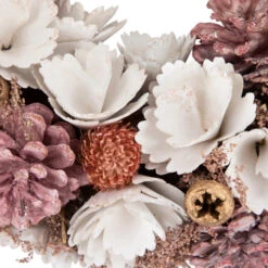 Northlight 13" White And Pink Wooden Floral Christmas Wreath With Pinecones -Festival northlight sh27004 3 54779.1680285011