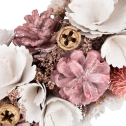 Northlight 13" White And Pink Wooden Floral Christmas Wreath With Pinecones -Festival northlight sh27004 4 83886.1680285011